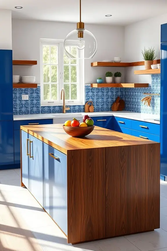 vibrant blue warm brown