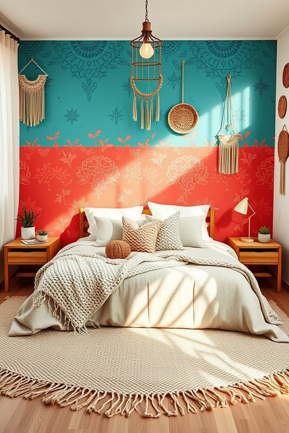 vibrant bohemian accent walls
