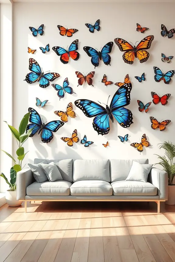 vibrant butterfly wall mural