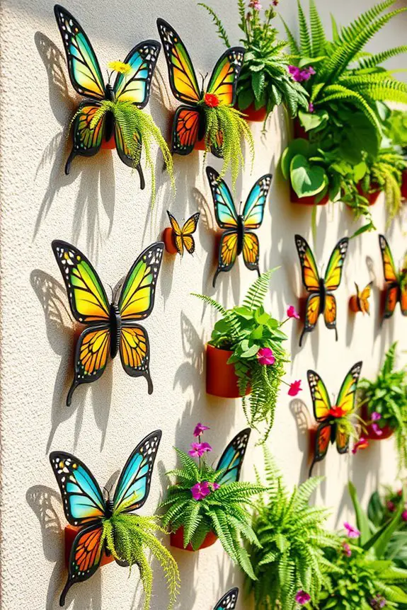 vibrant butterfly wall planters