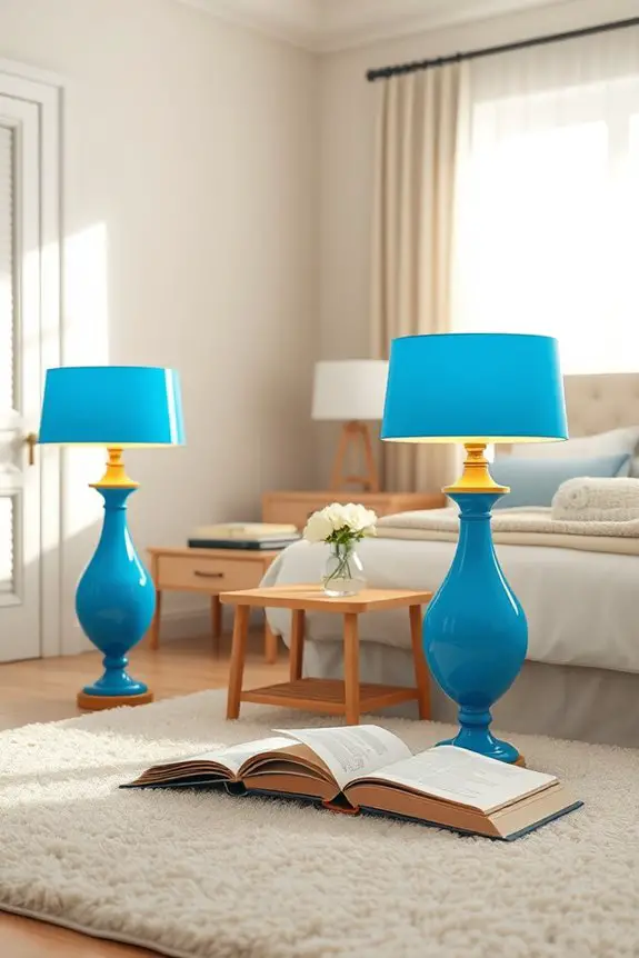 vibrant cerulean blue lamps