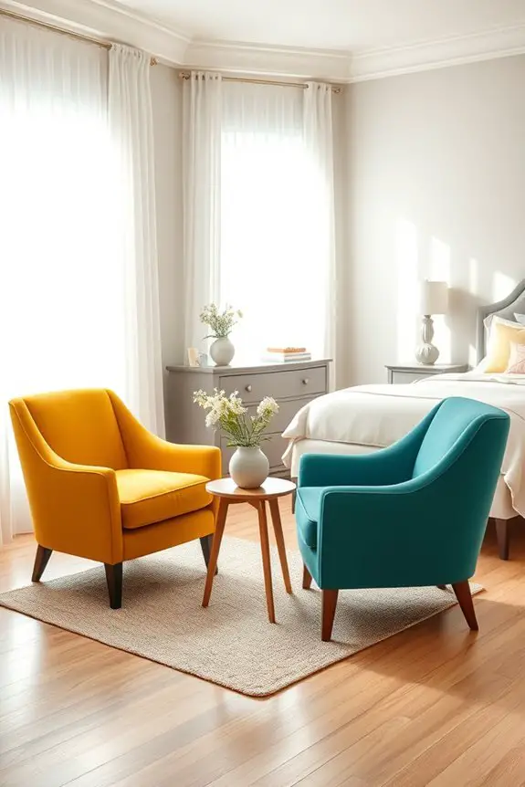 vibrant chairs enhance minimalism