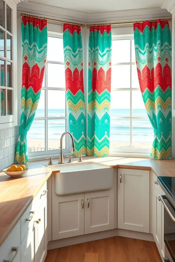 vibrant coastal kitchen curtains