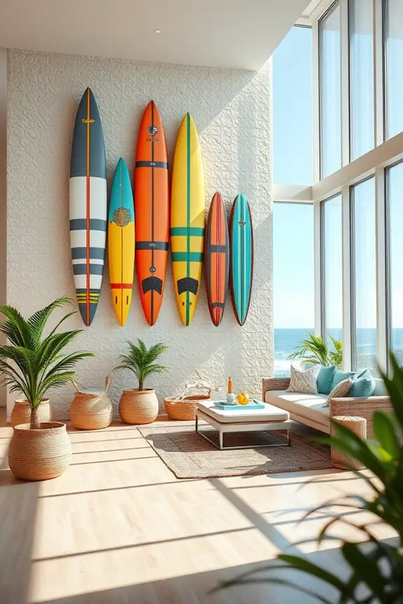 vibrant coastal surfboard displays