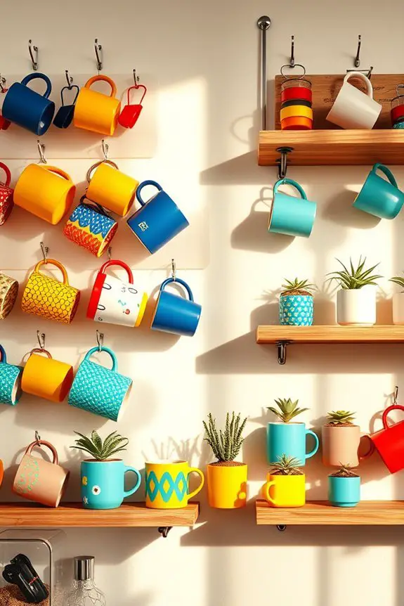 vibrant coffee mug display