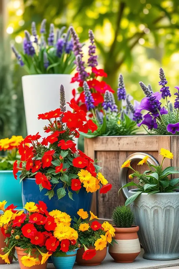 vibrant colorful container gardens