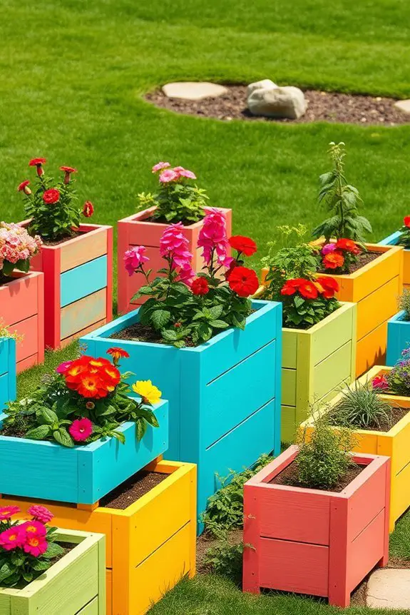 vibrant colorful garden planters