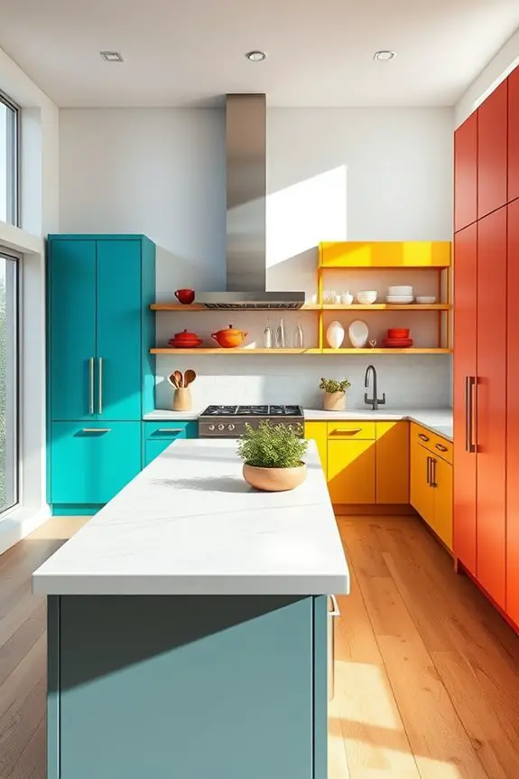 vibrant colorful kitchen cabinetry