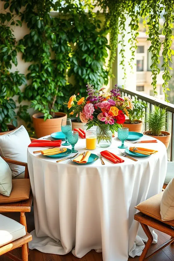 vibrant colorful table settings