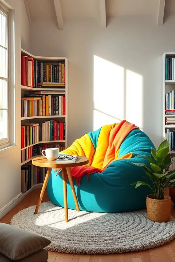 vibrant cozy bean bag corner