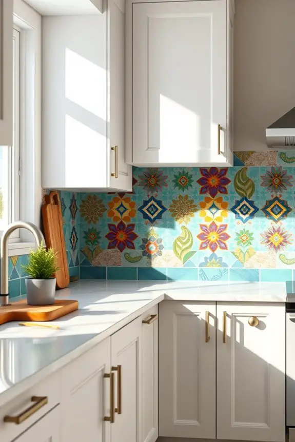 vibrant customizable cement backsplash