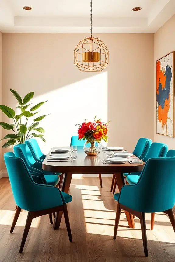 vibrant dining room accents
