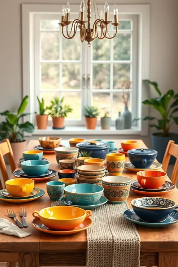 vibrant dishware enhances dining