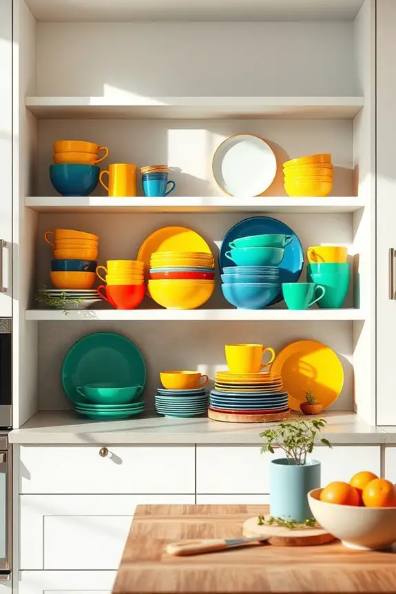 vibrant dishware enhances kitchens
