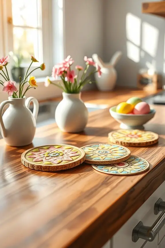 vibrant easter coaster decor