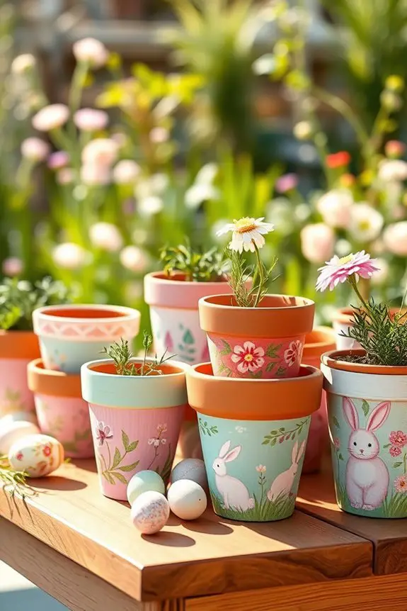 vibrant easter terracotta pots