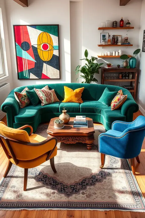 vibrant eclectic lounge design