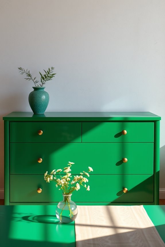 vibrant emerald gloss dresser