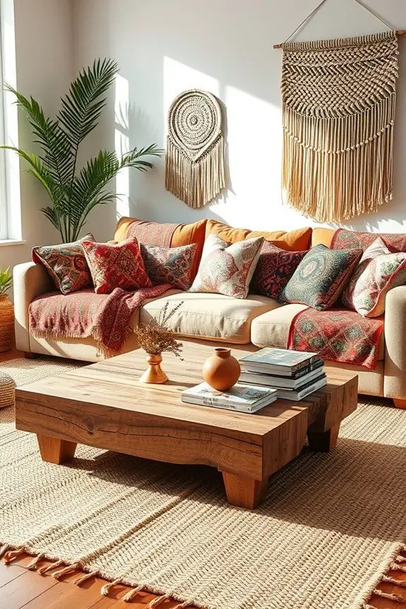 vibrant ethnic textile accents
