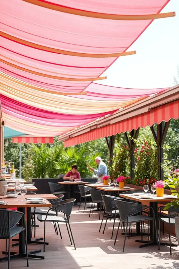 vibrant fabric awnings enhance
