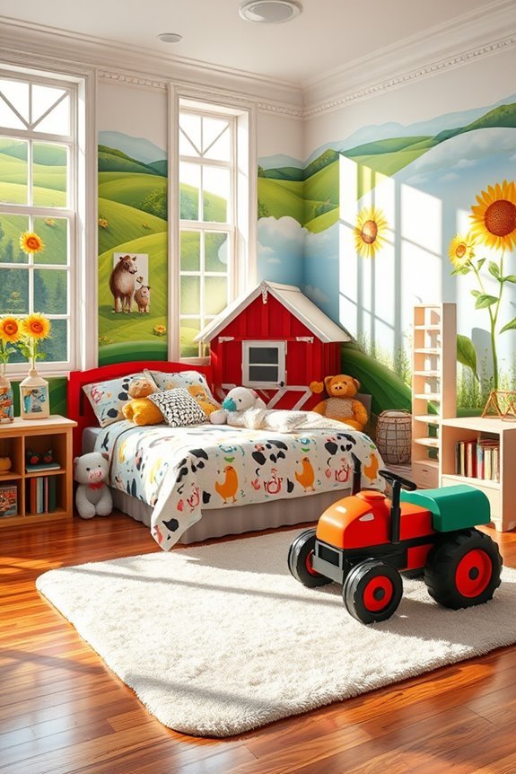vibrant farmyard bedroom decor