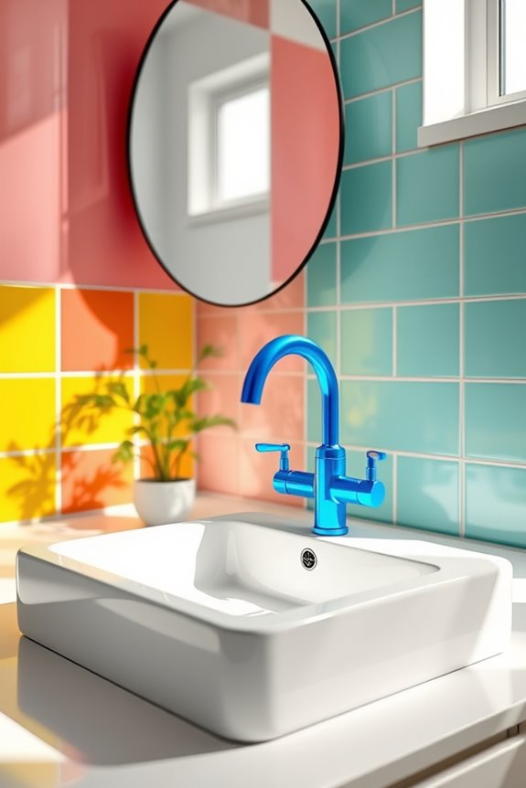 vibrant faucets enhance bathrooms