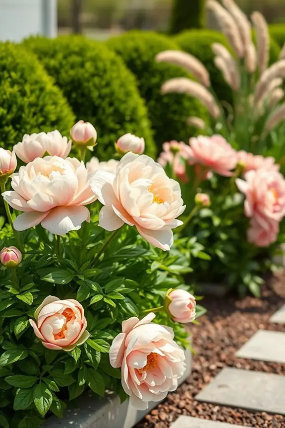 vibrant faux peony displays