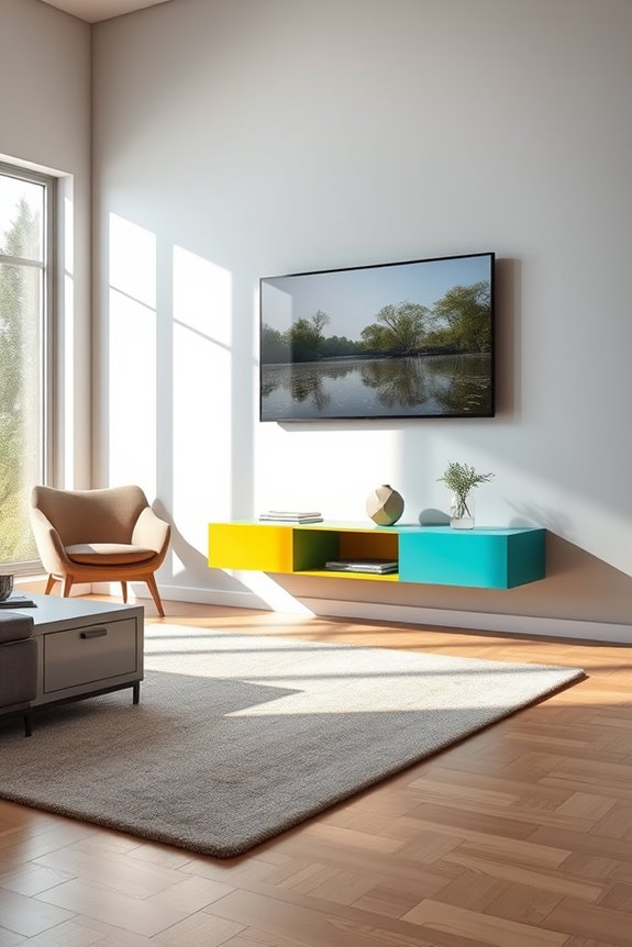 vibrant floating tv stand