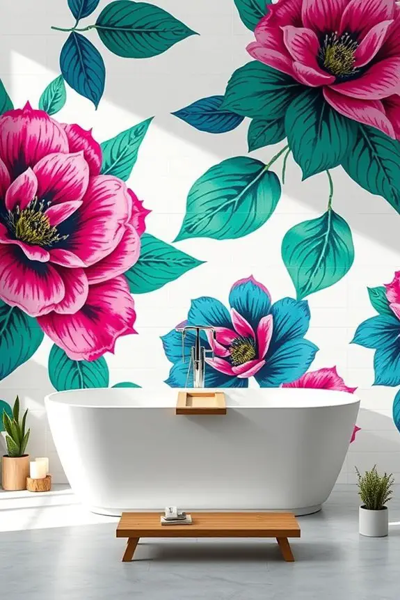 vibrant floral bathroom decor