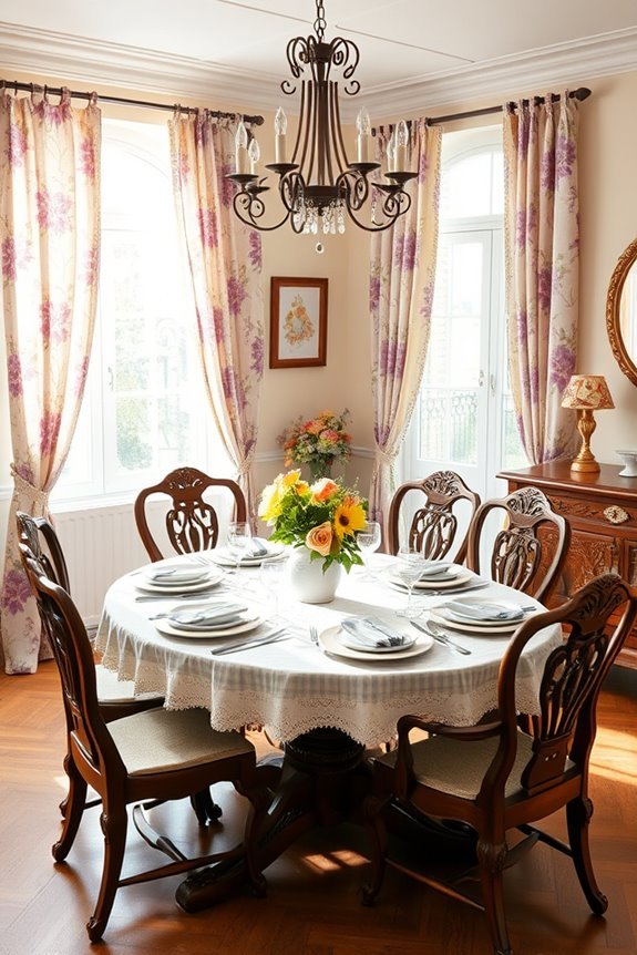 vibrant floral dining curtains