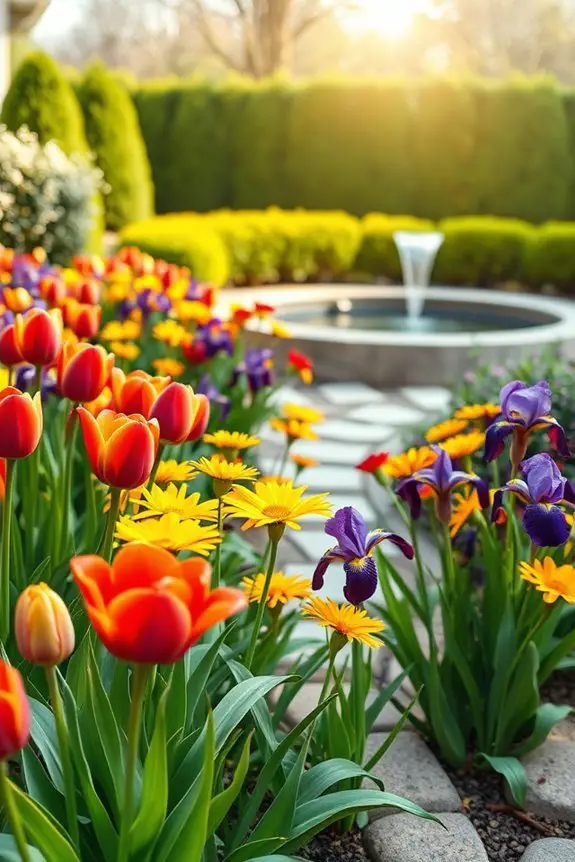 vibrant flower bed design