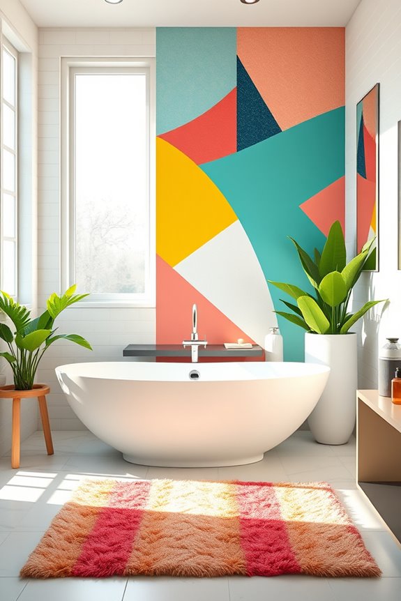vibrant geometric accent walls