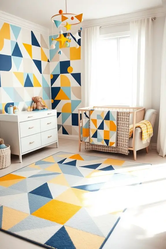 vibrant geometric baby decor