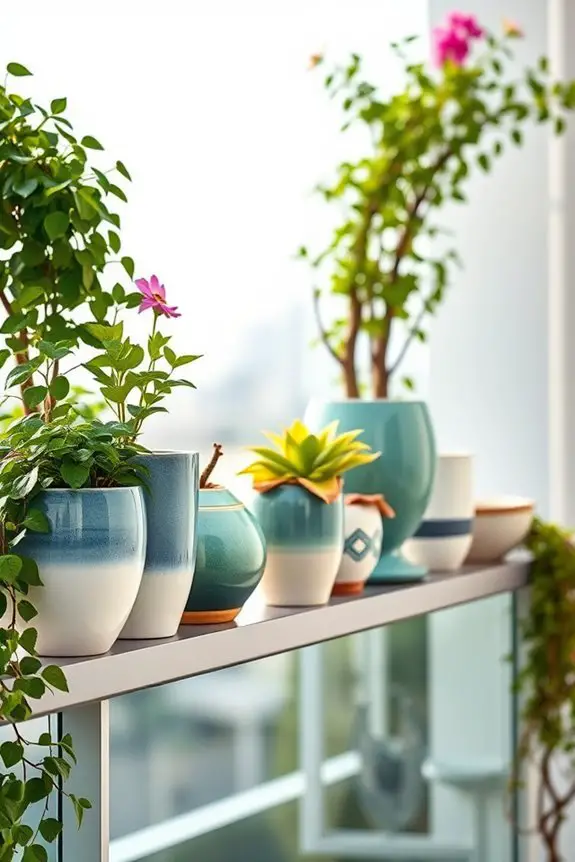vibrant glazed pottery planters