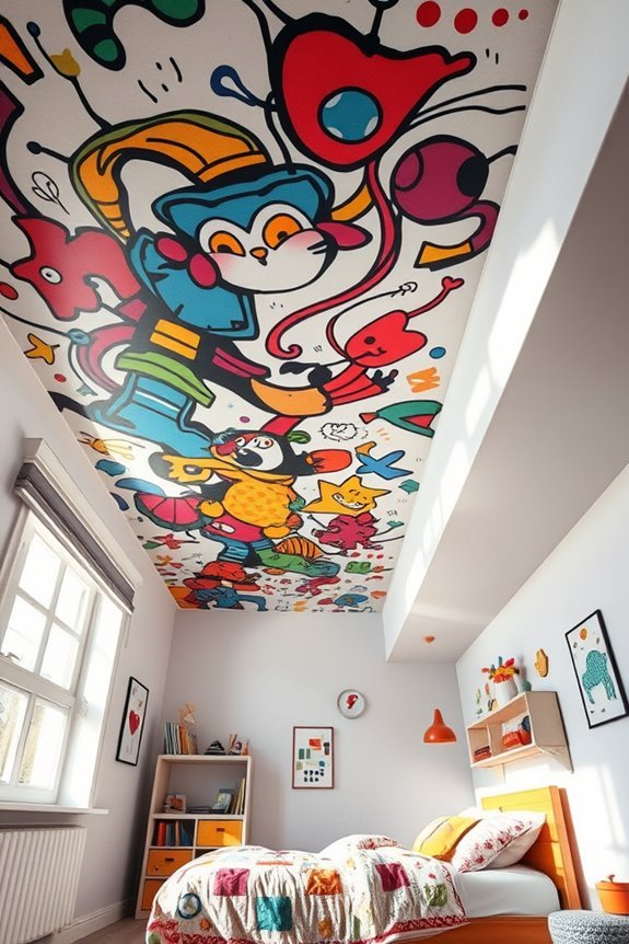vibrant graffiti inspired bedroom design