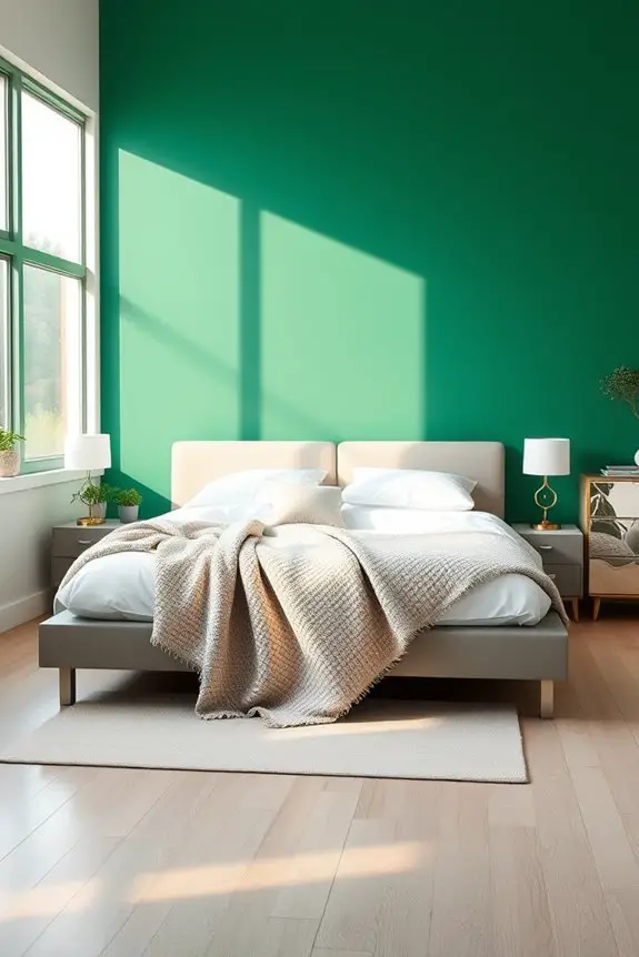 vibrant green accent wall