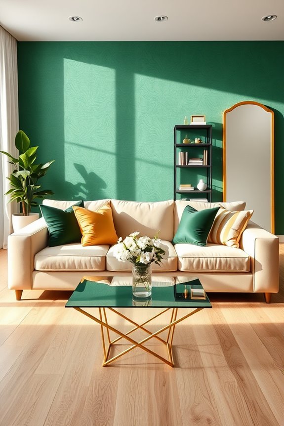 vibrant green accent walls