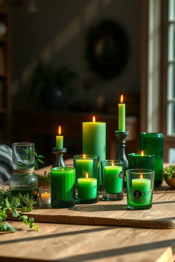 vibrant green candle holders
