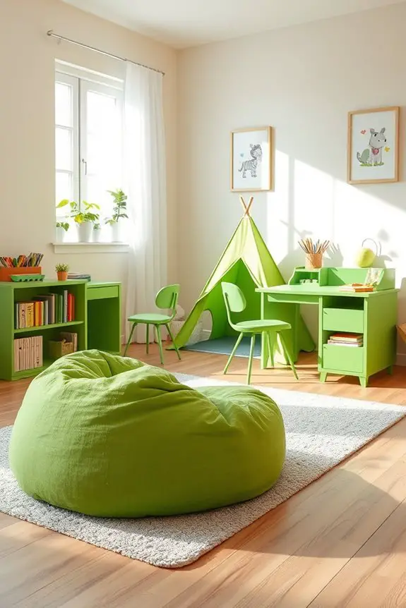 vibrant green furniture accents