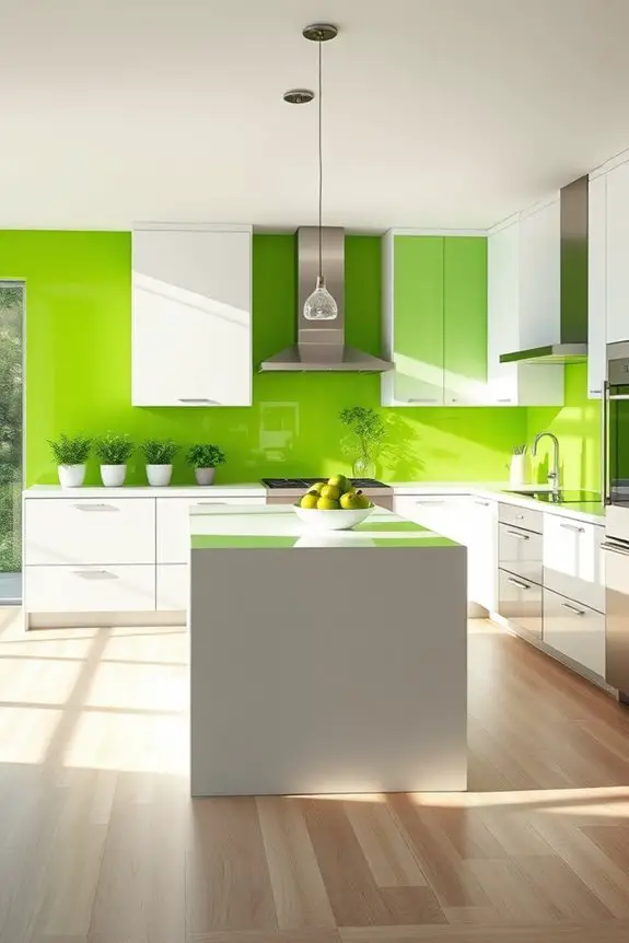 vibrant green kitchen accents