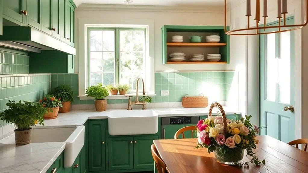 vibrant green kitchen designs