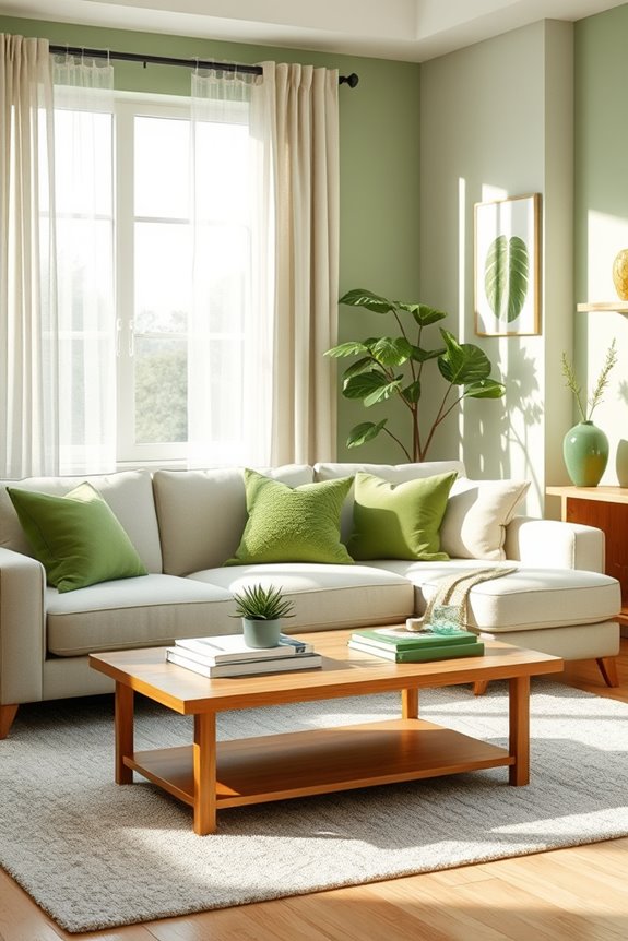 vibrant green living room accessories