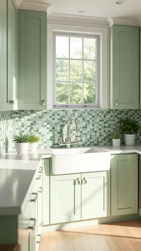 vibrant green mosaic accents