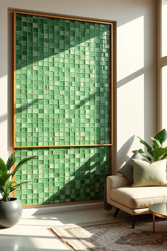 vibrant green mosaic decor