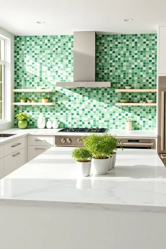 vibrant green mosaic tiles