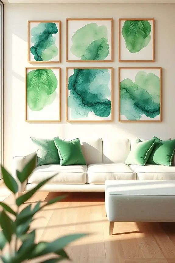 vibrant green watercolor art