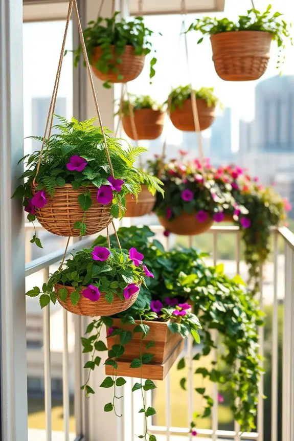 vibrant hanging basket garden