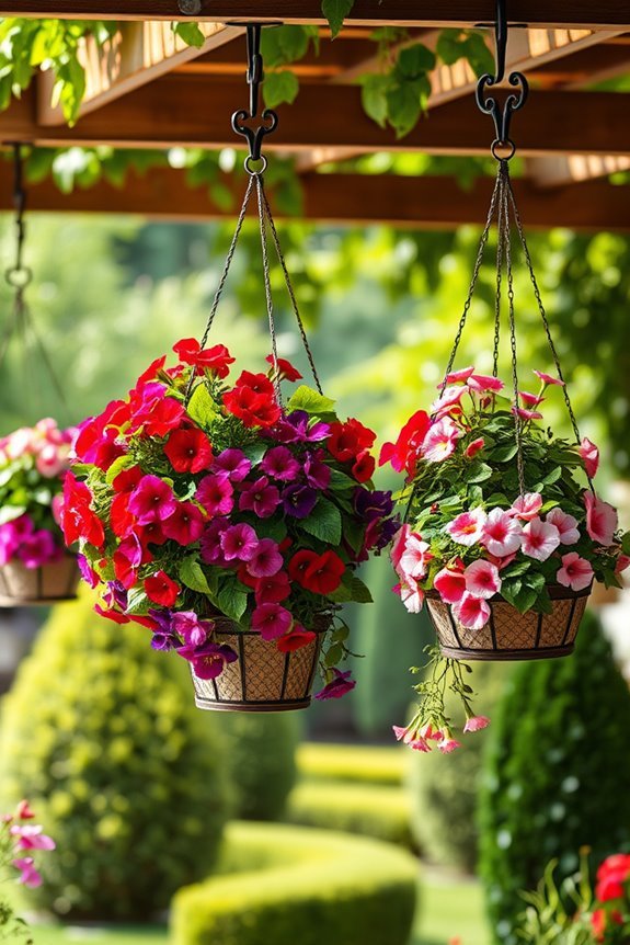 vibrant hanging flower baskets