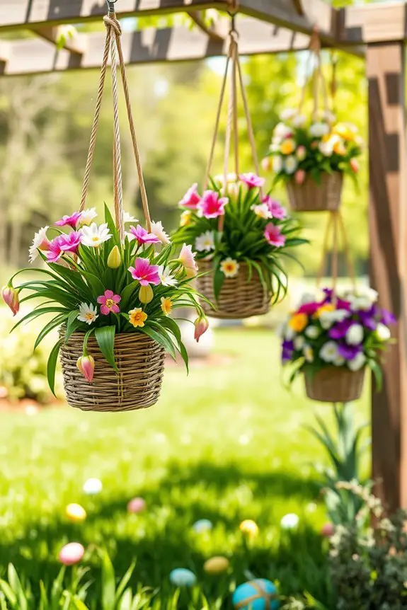 vibrant hanging flower planters