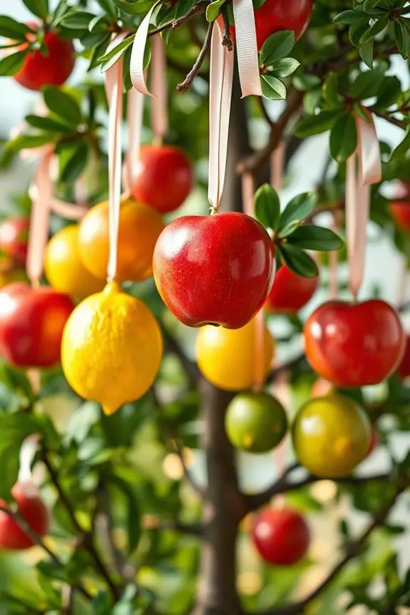 vibrant hanging fruit ornaments
